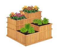 Relaxdays Fioriera a Scala su 4 Livelli, in Legno Robusto, Giardino e Terrazza, Piante e Fiori, HLP 61x81x81cm, Naturale