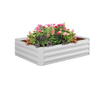 Relaxdays Fioriera Rialzata in Ferro Zincato, Aiuola per il Giardino, Piante, Fiori, Erbe, HxLxP: 30x120x90 cm, Bianco