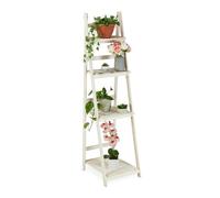 Relaxdays, Bianco Fioriera a Scala, per Interni e Esterni, Design Shabby-Chic, Richiudibile, HLP 160x41x50 cm 4 Livelli, Legno, 160 x 41 x 50 cm