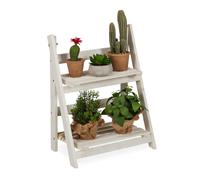 Relaxdays Fioriera a scala – 2 livelli, richiudibile, Shabby-Chic, 51x41x25 cm, Bianco