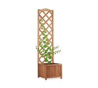 Relaxdays Fioriera con grigliato in legno da giardino vaso per piante rampicanti 25 L con griglia 150 cm resistente beige