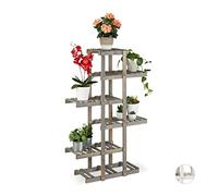 relaxdays Fioriera in Legno, a Scala con 5 Ripiani, Portavasi per Piante e Fiori, Shabby, 125x81x25 cm, Grigio, Grau, 125 x 81 x 25 cm