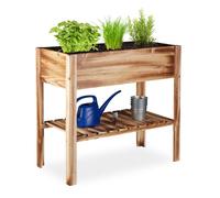 Relaxdays Fioriera in legno fiammato