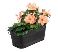 Relaxdays Fioriera, per Giardino, Balcone e Casa, Vaso per Piante, Design-Vintage, Metallo, HxLxP 16x38x19 cm, Nero