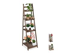 relaxdays Fioriera per Piante, a 4 Livelli, Pieghevole, Scaffale con Ripiani, HLP 160x41x49cm in Legno, Marrone-Scuro