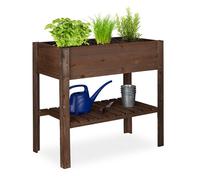 Relaxdays Fioriera rialzata in legno marrone scuro