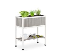 Relaxdays Fioriera Rialzata in Legno per Balcone e Terrazza, 80,5x74x38 cm, con Rivestimento, Vari Colori