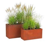 Relaxdays Fioriere, 2 Misure, Effetto ruggine, Giardino, terrazza, Marrone | Vasi balcone, rettangolari