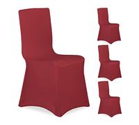 Relaxdays Fodera Coprisedia, Set 4 Rivestimenti, Schienale, Copertura Universale, Arredamento, Decorazioni, Rosso Scuro