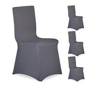 Relaxdays Fodera Coprisedia, Set da 4 Rivestimenti, Schienale, Copertura Universale, Arredamento, Decorazioni, Antracite, Poliestere, 4 pz