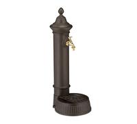 Relaxdays Fontana da giardino stile antico con rubinetto e vaschetta 72x26x31 cm marrone inox