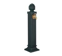 Relaxdays Fontana da Giardino in Stile Antico, Fontanella a Colonna con Rubinetto Acqua da Esterno, 80x18,5x22 cm, Verde