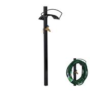 Relaxdays Fontanella Portatubo, 2 Attacchi 3/4” & 2 Adattatori da 3/4”, per Tubi da 45 m, Colonnina da Giardino, Nero