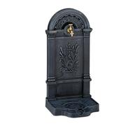 Relaxdays Fontana da Giardino in Stile Antico, 82,5x39x33 cm, Fontanella da Esterno, Rubinetto Acqua e Vaschetta, Grigio