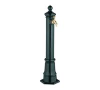 Relaxdays Fontana da Giardino in Stile Antico, Fontanella a Colonna con Rubinetto Acqua, HLP: 80x18x20,5 cm, Verde Scuro, Alluminio, Acciaio