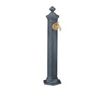 Relaxdays Fontana da Giardino in Stile Antico, Fontanella a Colonna con Rubinetto Acqua, HLP: 84x21,5x25 cm, Grigio
