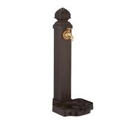 Relaxdays Fontana da Giardino in Stile Antico, Fontanella a Colonna con Rubinetto e Vaschetta, 77x29x33,5 cm, Marrone, 40% Alluminio