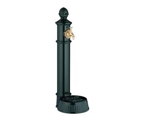 Relaxdays Fontana da Giardino in Stile Antico, Fontanella a Colonna con Rubinetto e Vaschetta, HLP: 83x26x31,5 cm, Verde