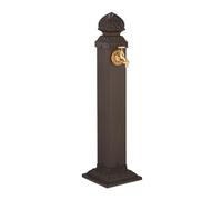 Relaxdays Fontana da Giardino in Stile Antico, Fontanella a Colonna con Rubinetto Esterno, HLP: 81x21x24,5 cm, Marrone