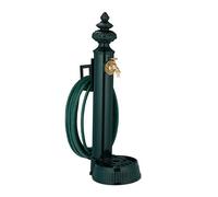Relaxdays Fontana da Giardino Stile Antico, Fontanella a Colonna con Rubinetto, Vaschetta, Portatubo, 87x26x43 cm, Verde, 40% Alluminio