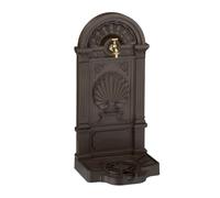 Relaxdays Fontana da Giardino, Stile Vintage, 82,5x39x32 cm, Fontanella da Esterno, Rubinetto Acqua e Vaschetta, Marrone, Alluminio
