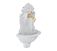 Relaxdays fontana da parete antica retrò con rubinetto, lavabo giardino, alluminio pressofuso, 40x24,5x13 cm, bianca
