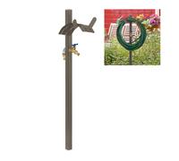 Relaxdays Fontana Portatubo, per Tubi 45 m, 2x Adattatori 1/2”, Alto 107,5 cm, Colonnina Giardino, Avvolgitubo, Marrone