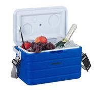 Relaxdays Frigo Portatile 10L, da Viaggio, Tracolla da Trasporto e Manico senza Elettricità HLP 22,5 x 37,5 x 23 cm, Blu