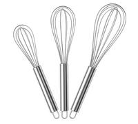 Relaxdays Fruste da Cucina in Set da 3, 12 Pollici, argento | Accessorio professionale, Frustini Manuali in Acciaio Inox, 8, 10