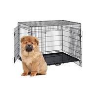 Relaxdays Gabbia per Cani, Kennel Casa o Auto, Box Pieghevole, Base e Rete in Acciaio, 2 Porte, HLP 87x122x80 cm, Nero