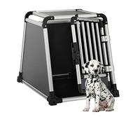 Relaxdays Gabbia per Cani, Trasportino per Bagagliaio Auto con Tappetino, HLP 60x55x76,5cm, Alluminio, Antracite Argento