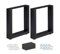 relaxdays Gambe da Tavolo Industrial, Set da 2, LxH: 40 x 43 cm, Piedi per Mobili, Struttura in Ferro, Tavolino, Nero