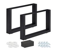 relaxdays Gambe da Tavolo Industrial, 2, LxH: 64 x 40 cm, Piedi per Mobili, Struttura in Ferro, Tavolino, Nero, Acciaio, Set da 1 pz