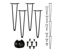 Relaxdays Gambe da Tavolo, Set da 4, 2 Aste, Metallo, Piedi Mobili a Forcella per Sgabello Tavolo Armadio H: 45 cm, Nero