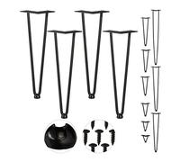Relaxdays Gambe da Tavolo, Set da 4, 2 Aste, Metallo, Piedi Mobili a Forcella per Sgabello Tavolo Armadio H: 40 cm, Nero