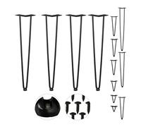 Relaxdays Gambe da Tavolo, Set da 4, 2 Aste, Metallo, Piedi Mobili a Forcella per Sgabello Tavolo Armadio H: 60 cm, Nero
