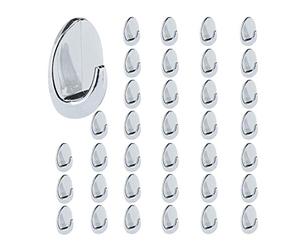 Relaxdays Ganci Adesivi, Set 36 Appendiabiti Autoadesivi, Accessori per Bagno & Cucina, Cromati & Salvaspazio, Argento