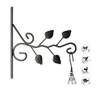 Relaxdays Ganci Appendivasi con Foglie, Portavasi da Parete, Decorazione da Giardino, in Metallo, 30 x 28 x 2 cm, Nero