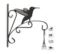 Relaxdays Ganci Appendivasi con Uccellino, Portavasi da Parete, Decorazione da Giardino in Metallo, 30 x 28 x 2 cm, Nero