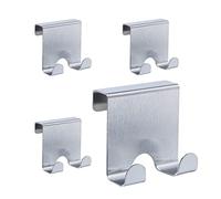 Relaxdays Ganci da Porta, Set 4 Appendini Sopraporta Doppi, da Appendere, Appendiabiti Bagno Corridoio & Camera, Argento