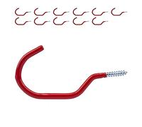 Relaxdays Ganci Portabici da Muro, Rosso | Set da 12 Supporti Gommati per Bici, Parete o Soffitto, Garage, da Avvitare