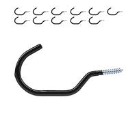 Relaxdays Set di 12 Bicicletta Ganci Portabici da Muro, Set da 12 Supporti Gommati per Bici, Parete o Soffitto, per Garage, da Avvitare, Nero, Acciaio, 7 x 0.7 x 14.5 cm