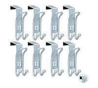 Relaxdays Ganci Sopraporta, Set 8 Gancetti Appendiabiti per Porte con Spessore da 4,5 cm, Appendini per Vestiti, Metallo