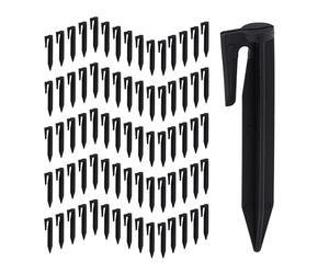 Relaxdays Gancio da Terra, Cavo di limitazione Picchetti per Robot Tagliaerba, Set da 100 Chiodini, Guida per Cavi, Accessori per Tosaerba, Plastica, Nero, 8,5 x 2 x 1 cm