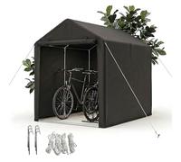 Relaxdays Garage per Bicicletta Mobile, 2 Biciclette, Altezza x Larghezza x profondità: 160 x 120 x 180 cm, Finestra, Porta con Cerniera, Scatola per Bicicletta, Colore: Nero