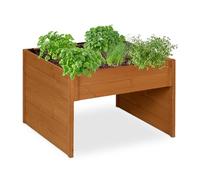 Relaxdays Robot Tosaerba, Legno, Altezza x Larghezza x profondità: 52,5 x 79 x 74 cm, fioriera, Riparo Tosaerba, Garage robotico, Arancione