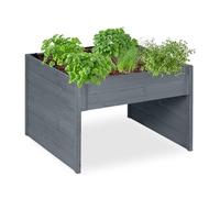 Relaxdays Mähroboter mit Pflanzkasten Robot, Legno, (Altezza x Larghezza x profondità): 52,5 x 79 x 74 cm, fioriera, Riparo per Tosaerba, Garage robotico, Grigio, 10% Tessuto Non Tessuto 90%