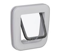 Relaxdays Gattaiola per Gatti e Cani di Piccola Taglia, Porticina Isolata con Magnete, Porta HxL 25 x 24 cm, Bianco
