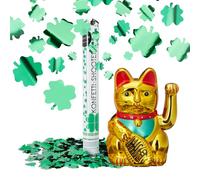 Relaxdays Gatto portafortuna con sparacoriandoli