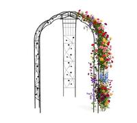 Relaxdays Gazebo rosa in metallo, altezza x larghezza x profondità: 250 x 178 x 178 cm, arco per rose da giardino, arco per piante rampicanti, nero